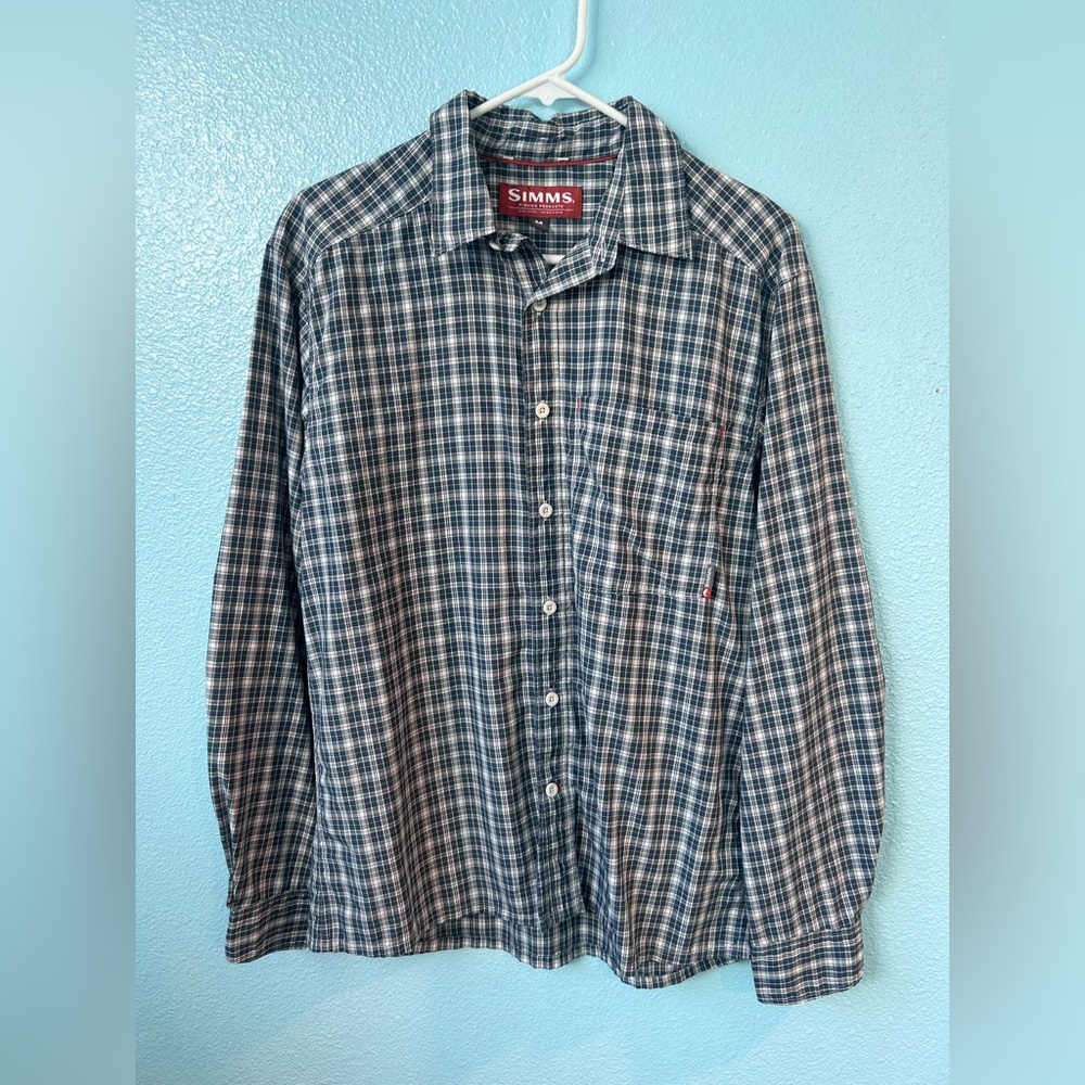 Simms Navy Checkered Men's Shirt